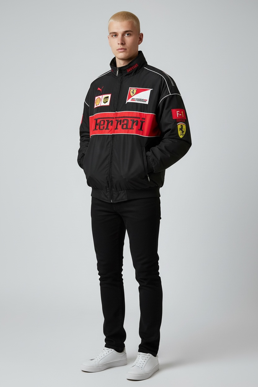 Black Racing Jacket Ferrari – Vintage F1 Streetwear