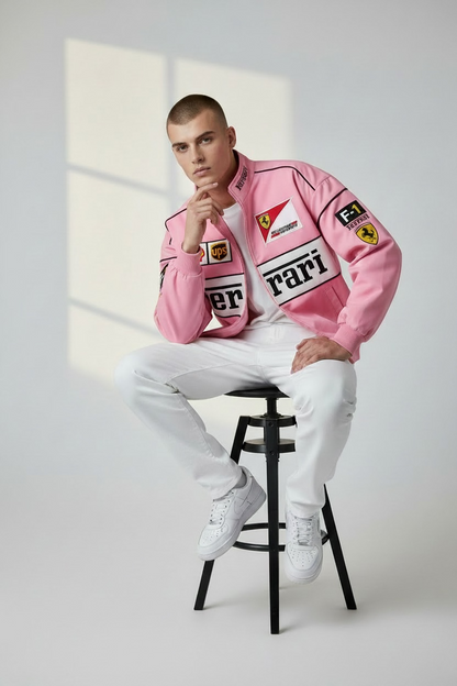 Pink Racing Jacket Ferrari – Vintage F1 Streetwear