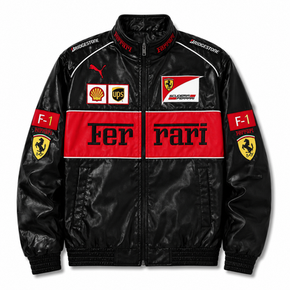 Ferrari F1 Vintage Leather Jacket - Red Edition