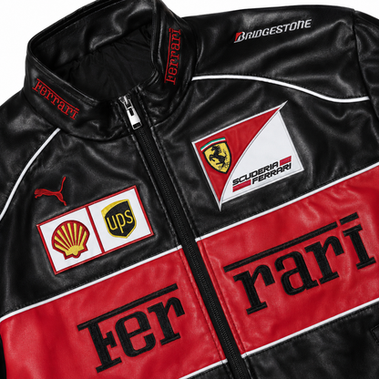 Ferrari F1 Vintage Leather Jacket - Red Edition