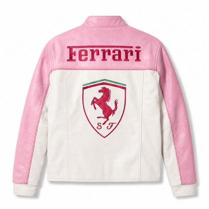 Ferrari F1 Vintage Leather Jacket - Pink Edition