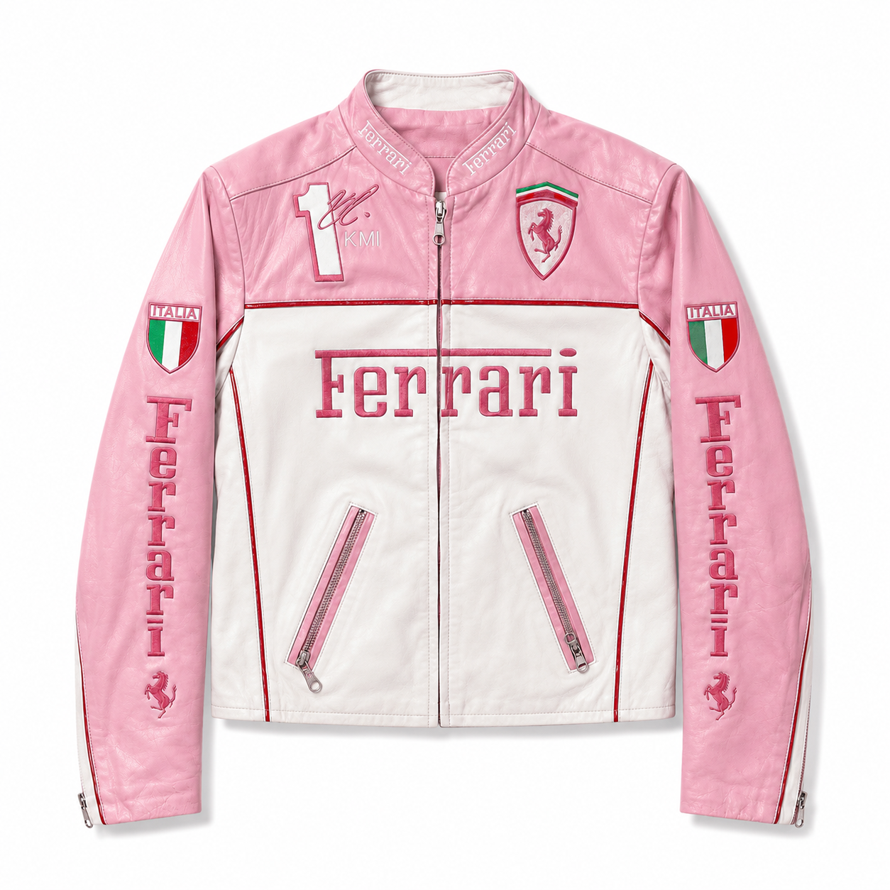 Ferrari F1 Vintage Leather Jacker - Pink Edition